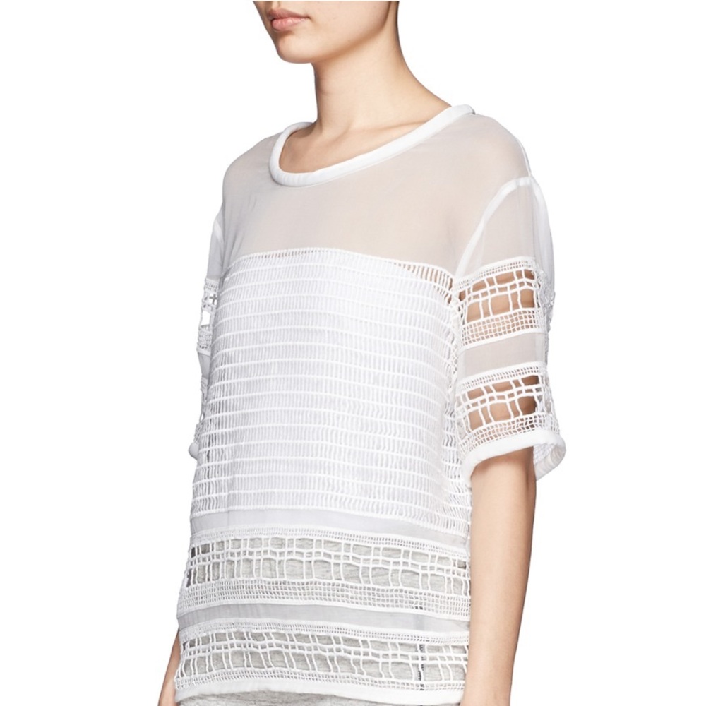 IRO Emmie BLACK lacework open sheer silk top 36